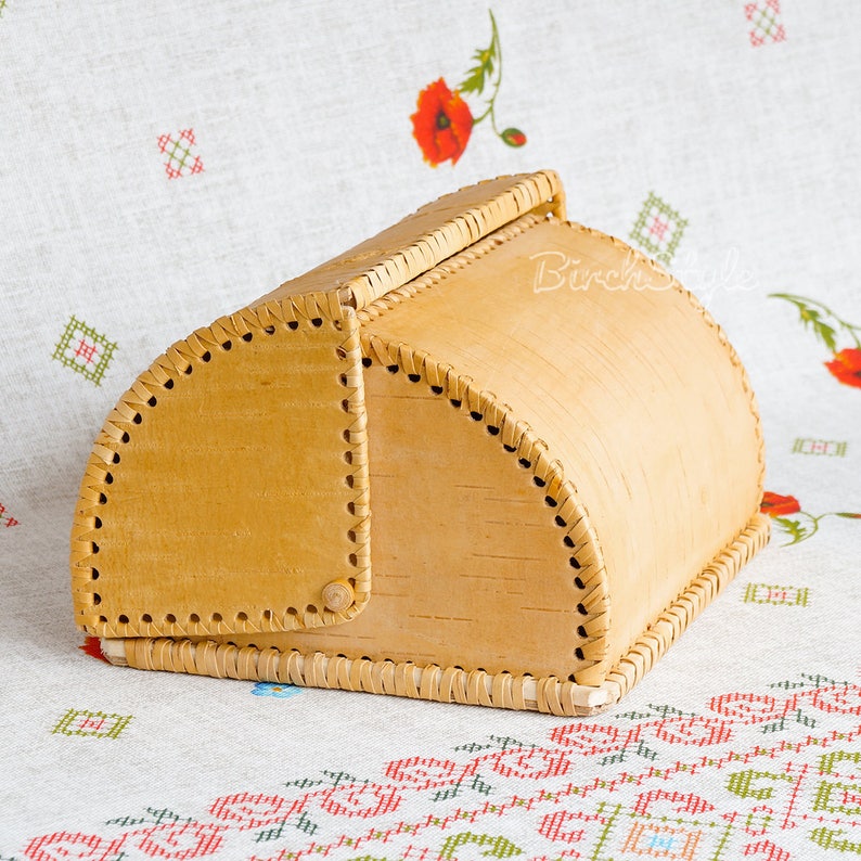 Small wooden bread box Vintage style farmhouse birch bark Etsy