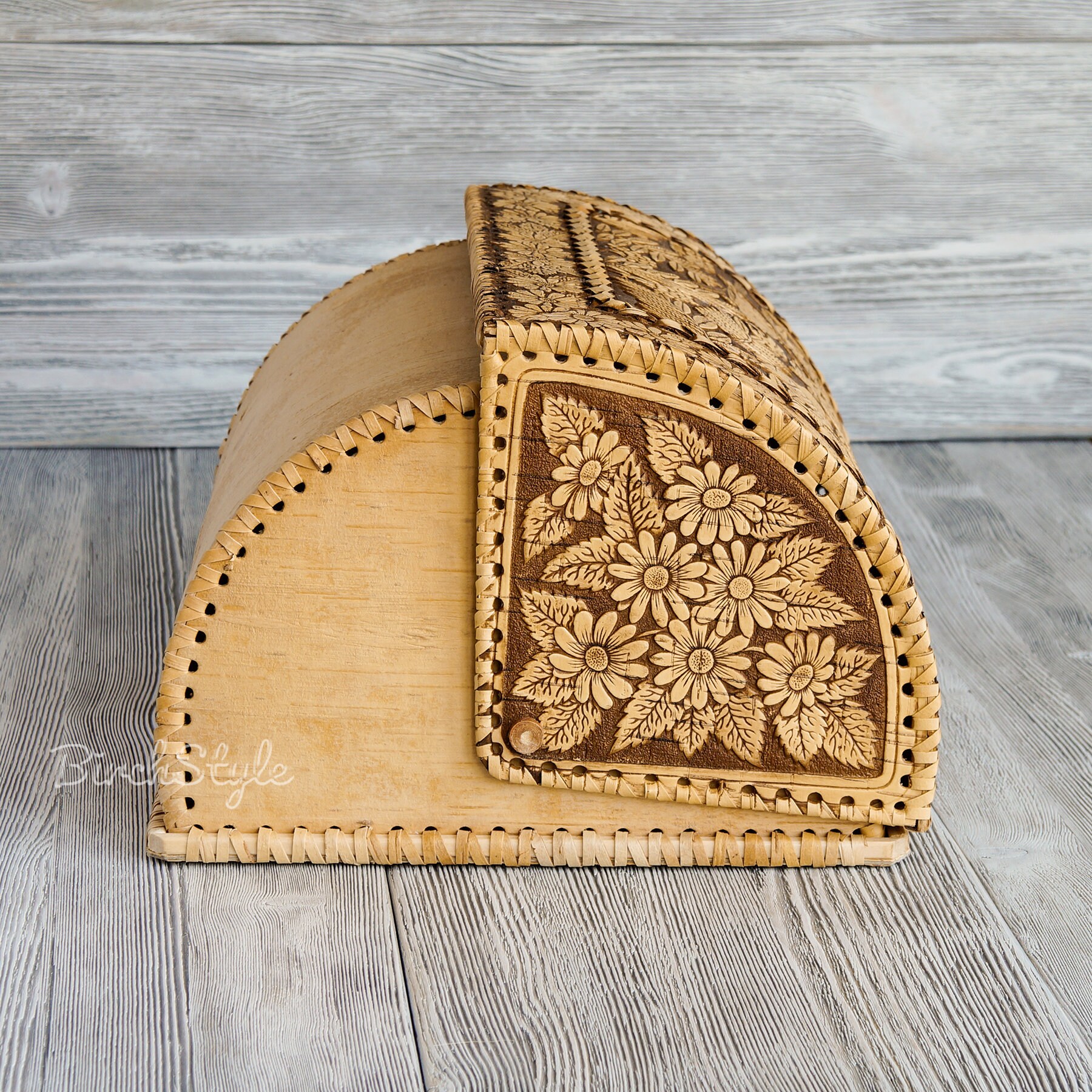 Breadbox Vintage style roll top bread box with woodland Etsy