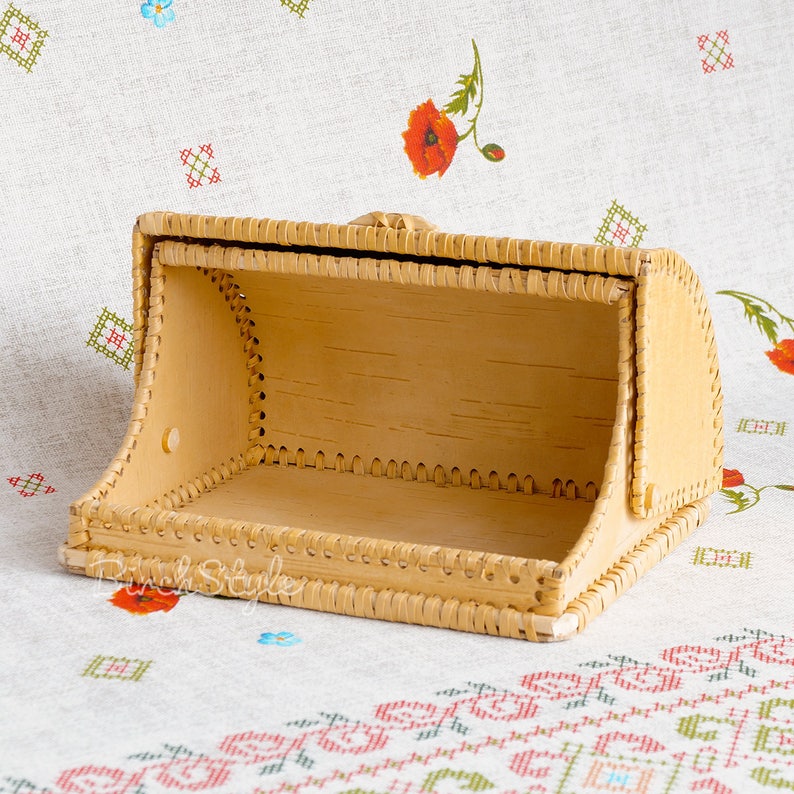 Small Wooden Bread Box Vintage Style Farmhouse Birch Bark Etsy