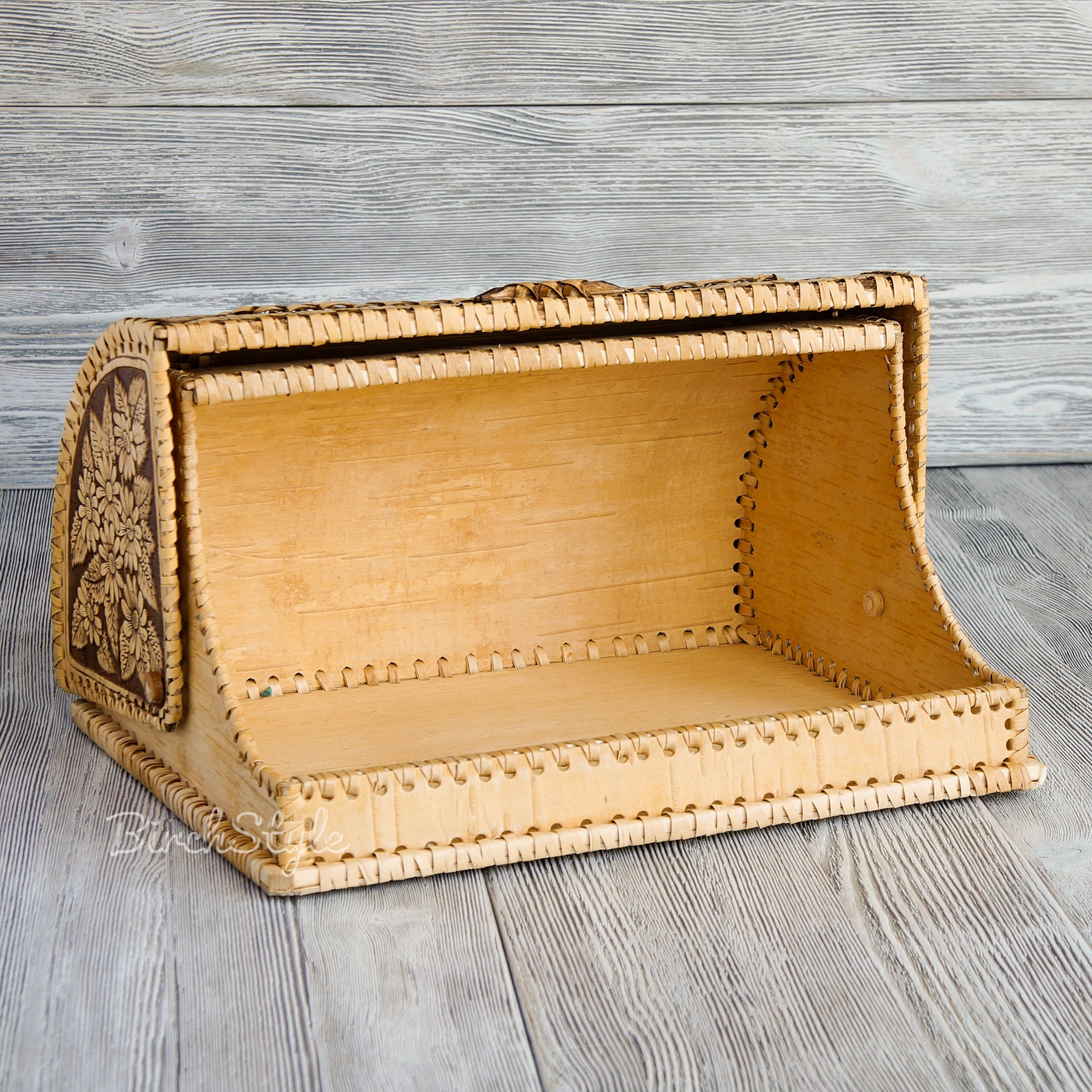 Breadbox Vintage style roll top bread box with woodland Etsy