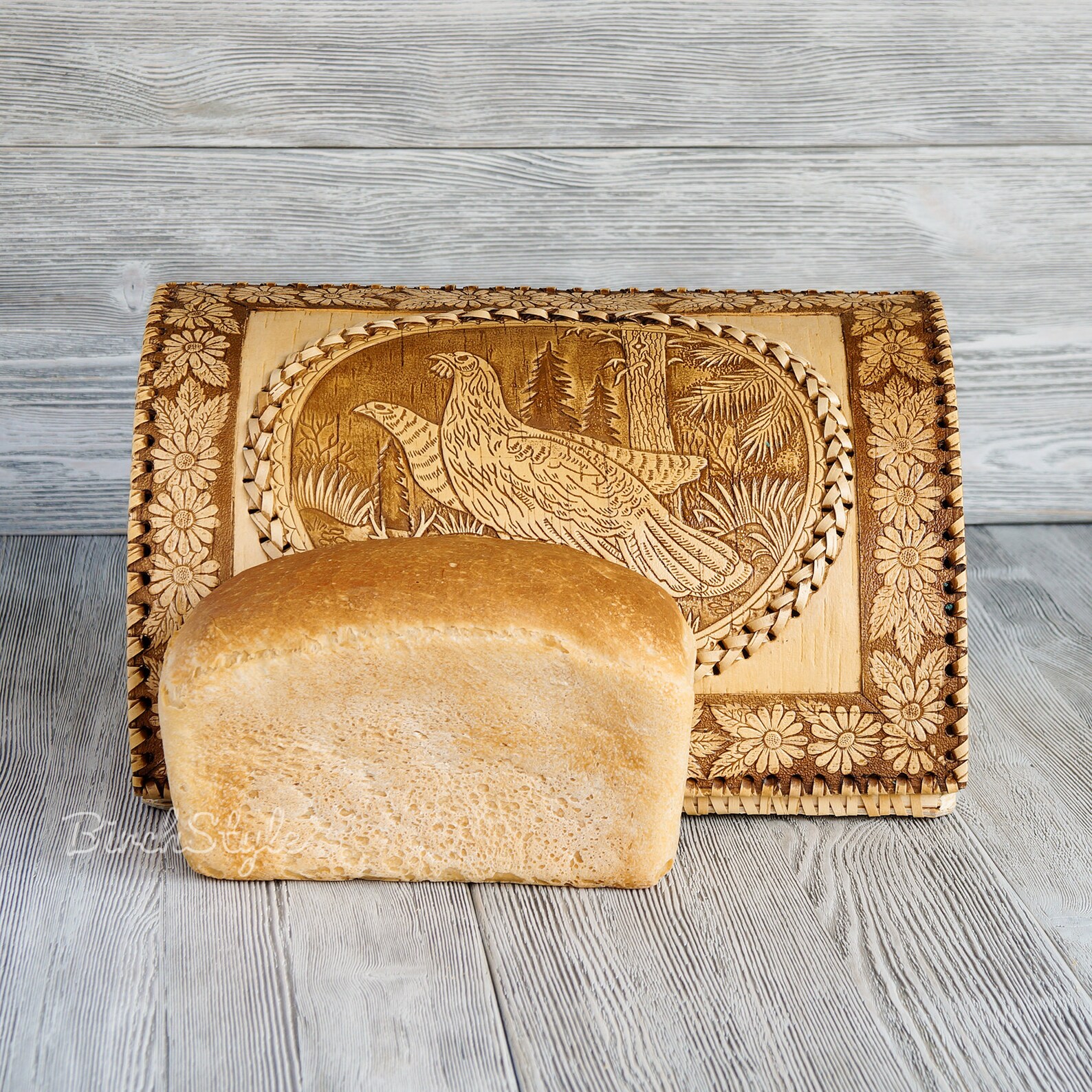 Breadbox Vintage style roll top bread box with woodland Etsy