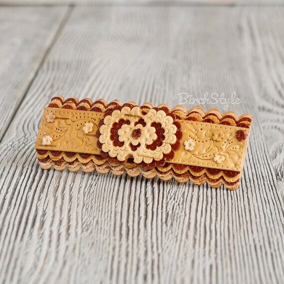 Birch Bark Hair Barrette Hairclip Barrette For Thin Hair Etsy