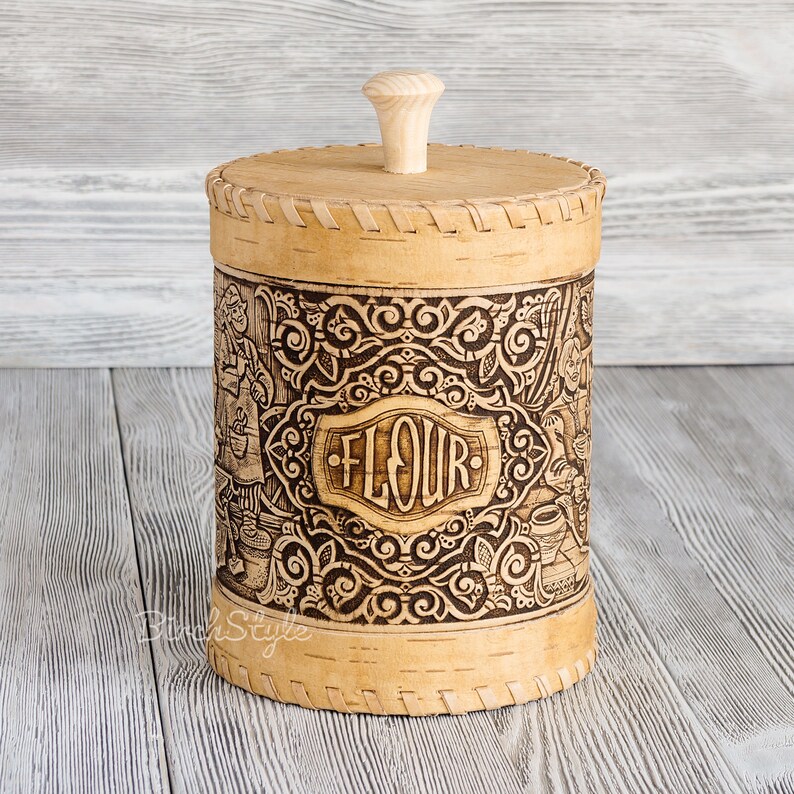 flour canister with wood lid