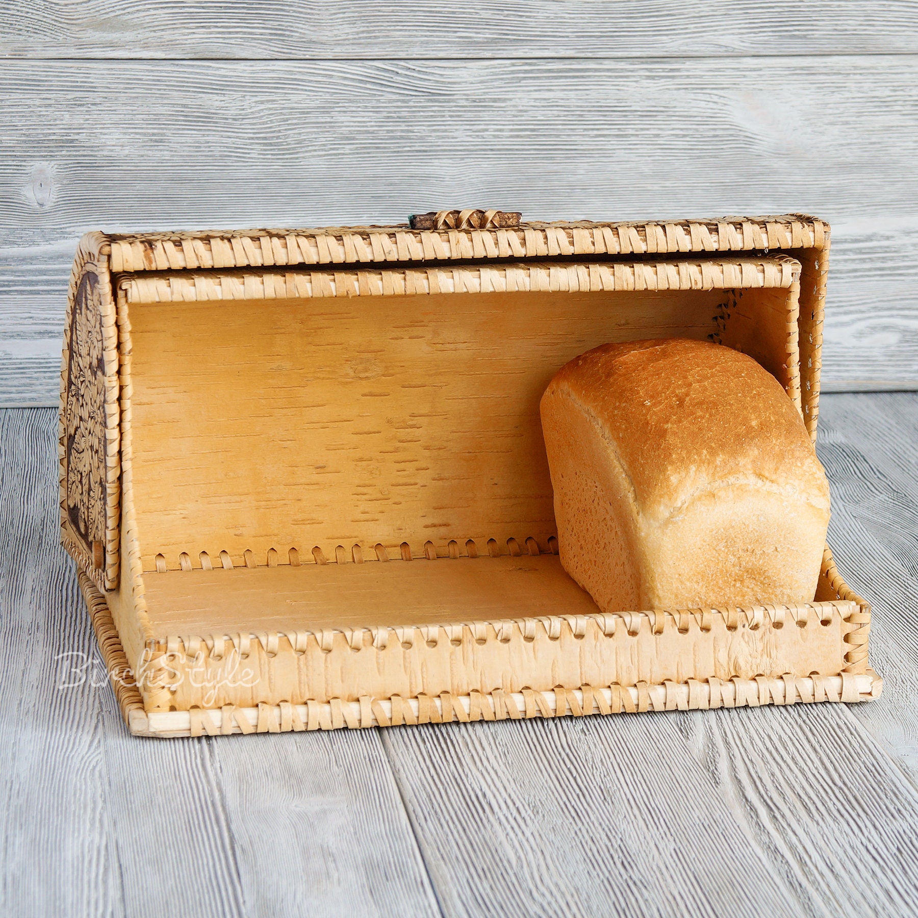 Breadbox Vintage style roll top bread box with woodland Etsy