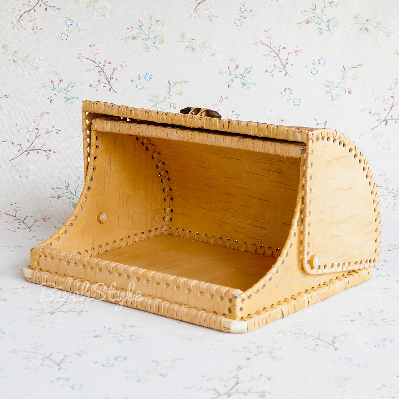 Wooden bread box Wood vintage style farmhouse birch bark Etsy