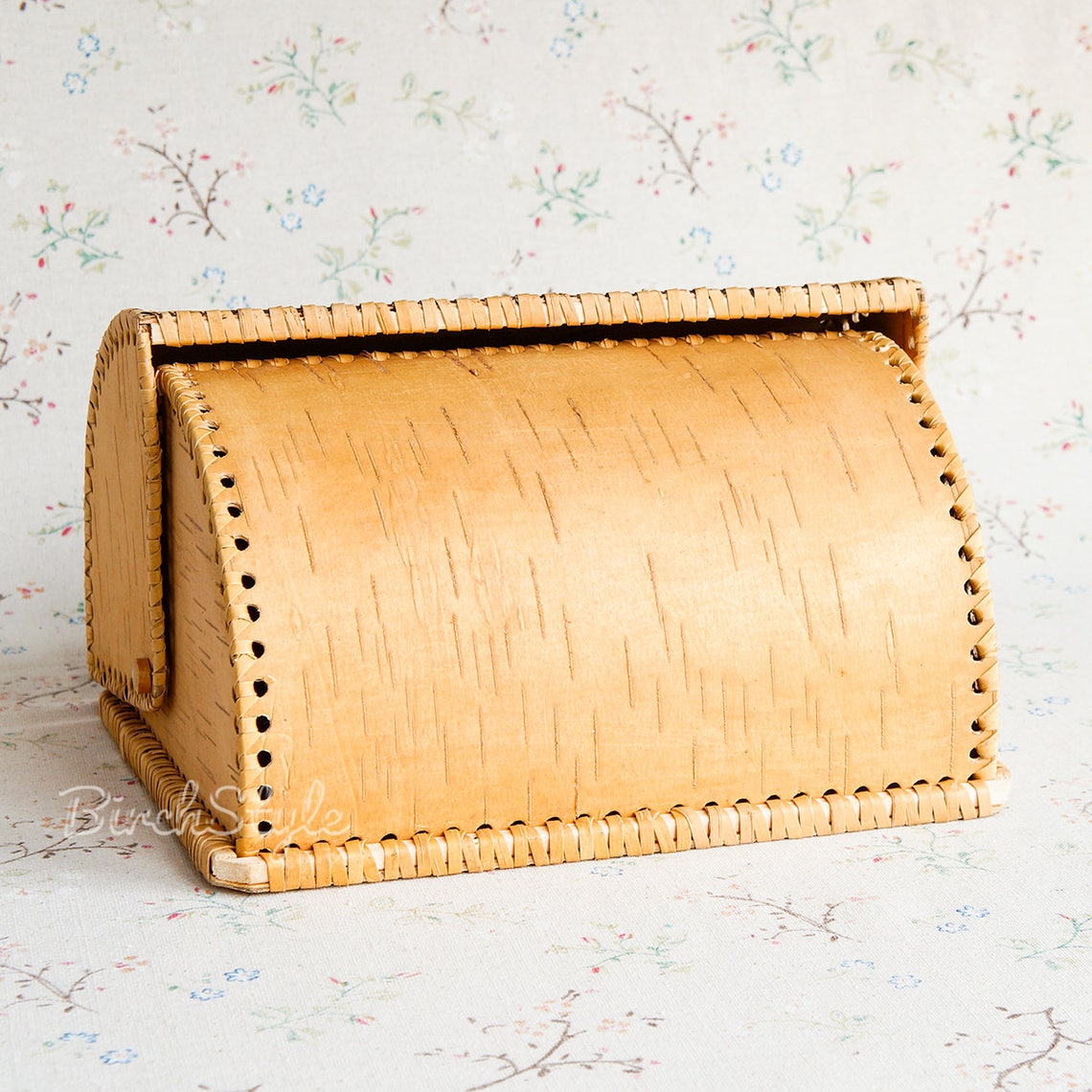 Wooden bread box Wood vintage style farmhouse birch bark Etsy
