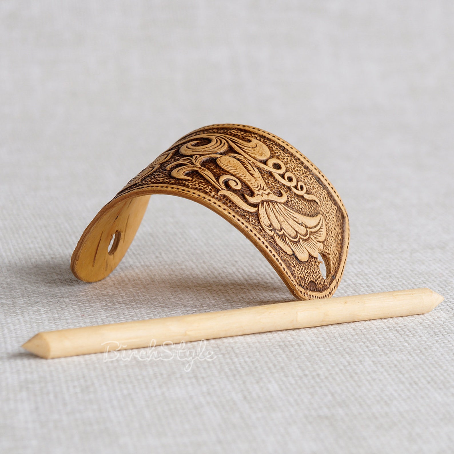 Stick barrette Hair clip for thick hair Brown wooden birch Etsy