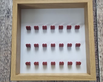 Rama ekspozycyjna na minifigurki LEGO | Gablota na minifigurki [Nowość] [Ramka imitująca dąb] [27 cm x 27 cm]