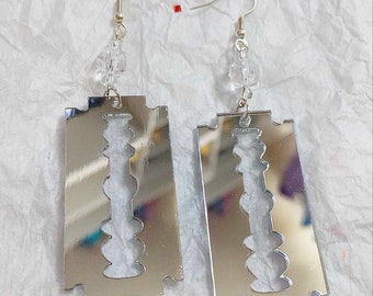 Menhara Razor Blade Pendant Hook Earrings