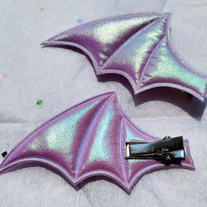 Kawaii Pastel Goth Bat Devil Wing Costume Cosplay Accessory Hair Clip Pair Style 1 Purple