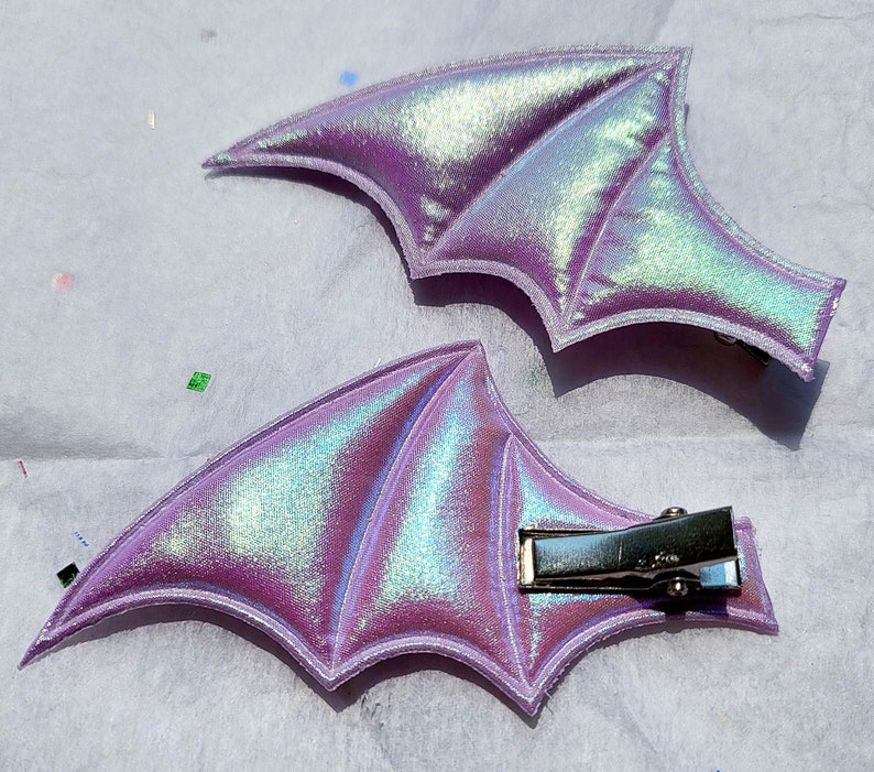 Kawaii Pastel Goth Bat Devil Wing Costume Cosplay Accessory Hair Clip Pair Style 1 Purple