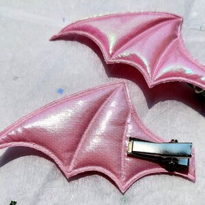 Kawaii Pastel Goth Bat Devil Wing Costume Cosplay Accessory Hair Clip Pair Style 1 Pink