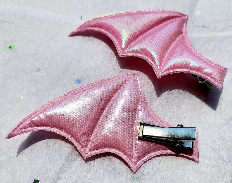 Kawaii Pastel Goth Bat Devil Wing Costume Cosplay Accessory Hair Clip Pair Style 1 Pink