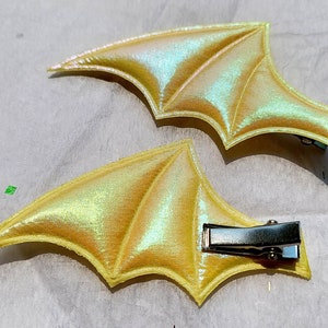 Kawaii Pastel Goth Bat Devil Wing Costume Cosplay Accessory Hair Clip Pair Style 1 Yellow