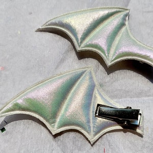 Kawaii Pastel Goth Bat Devil Wing Costume Cosplay Accessory Hair Clip Pair Style 1 White