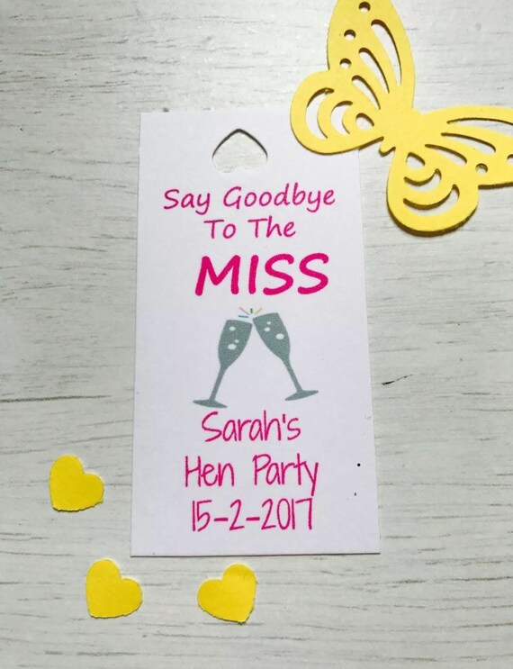 Personalised large Hen Party Thank You Tags // favour tag party tag Prosecco