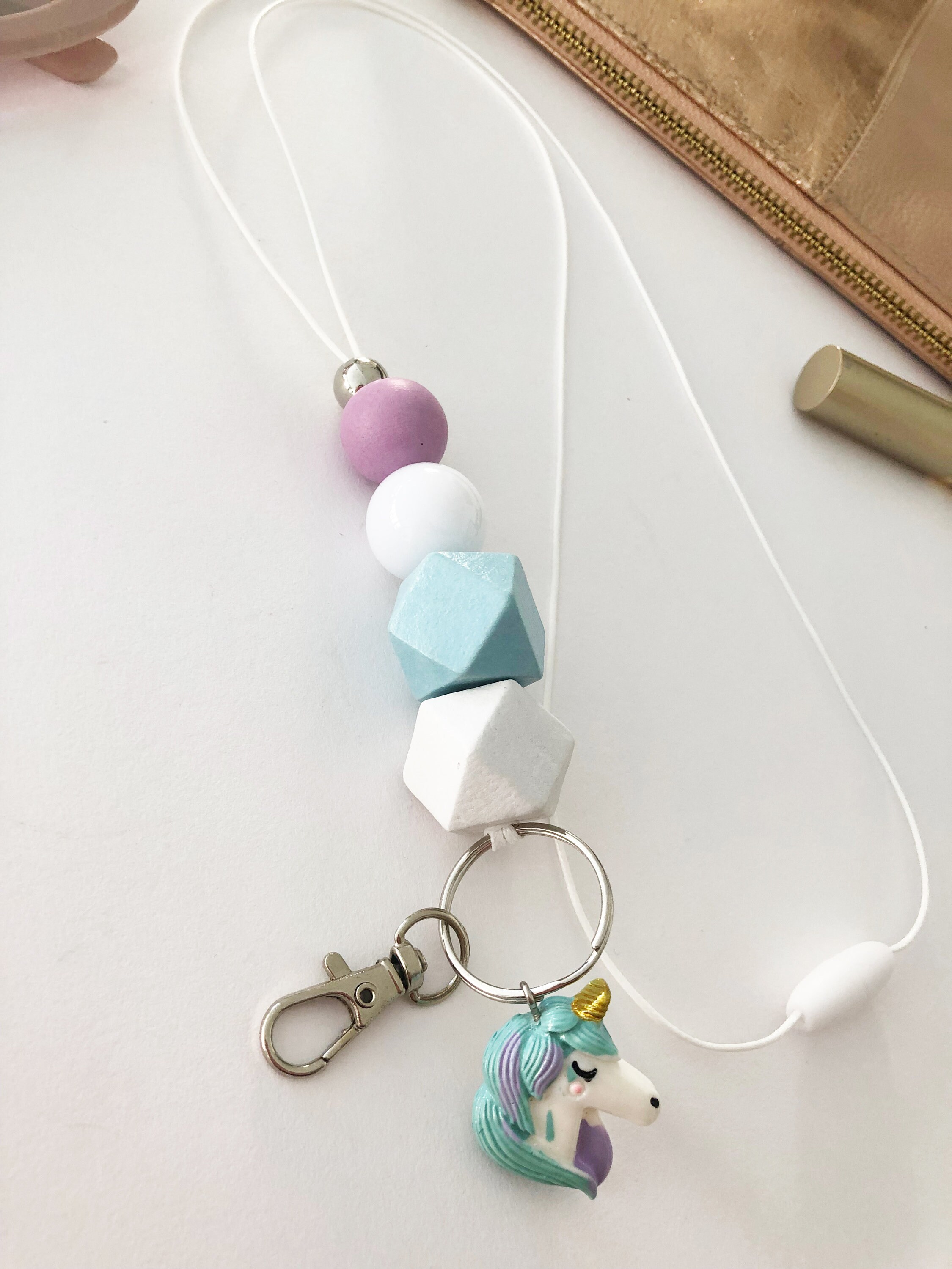 Unicorn lanyard cute unicorn lanyard id badge teacher Etsy