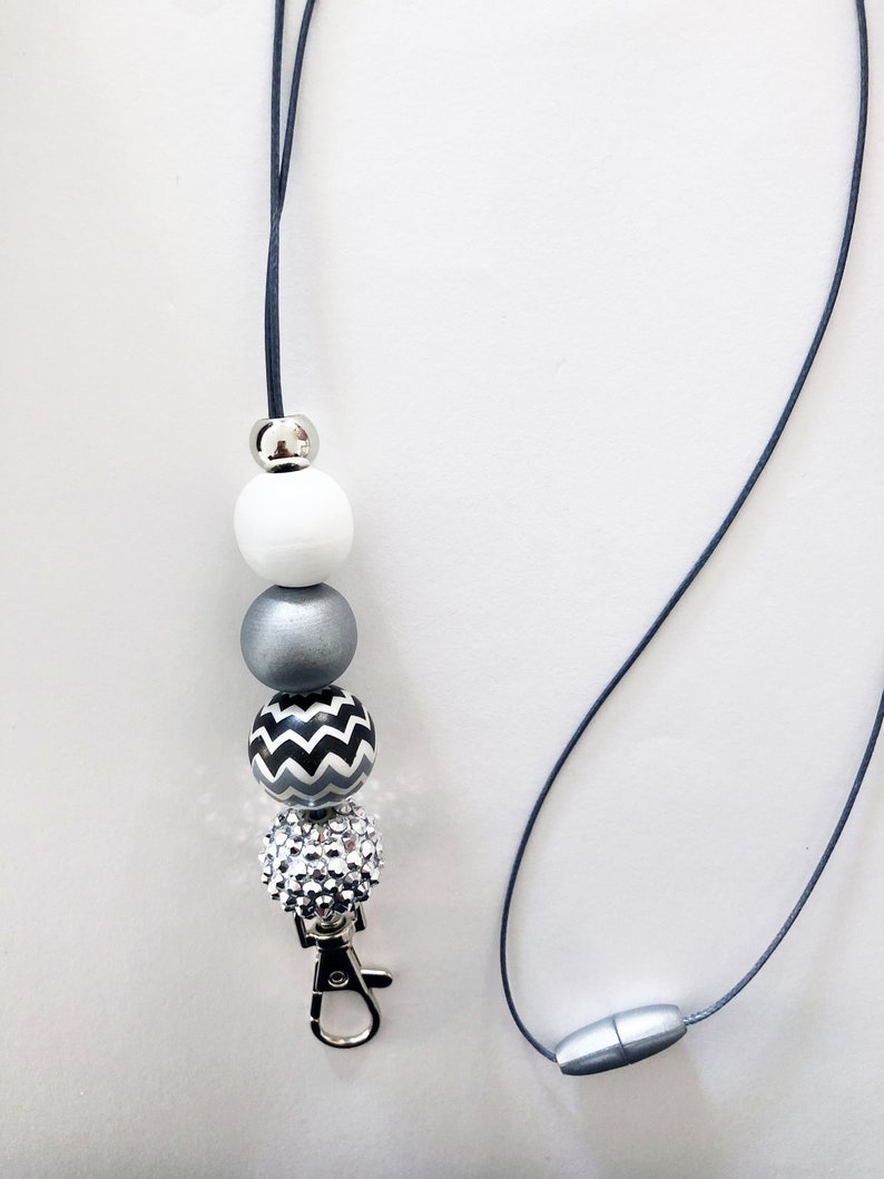 Beaded Lanyard for Badges Lanyard for Keys Beaded Lanyard Etsy