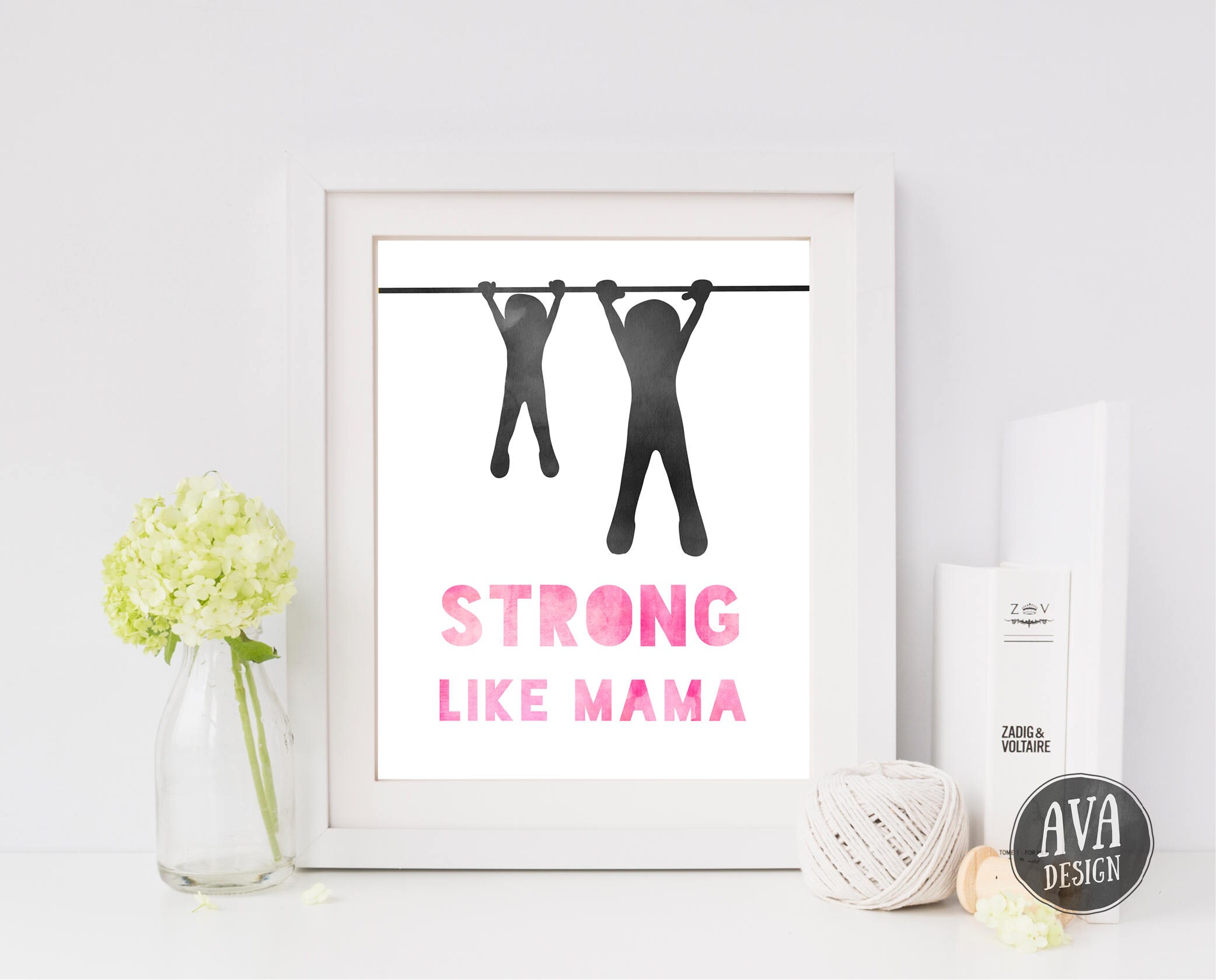 Girl Nursery Wall Art Strong Like Mom Fitness Poster | Etsy