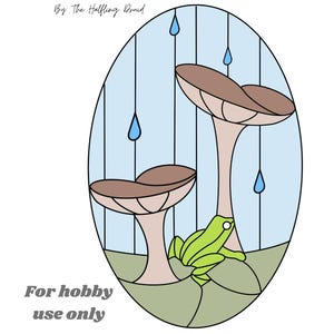 Mushroom Shelter Frog Suncatcher Stained Glass Pattern