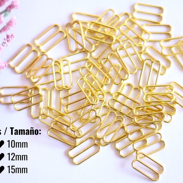 SLIDERS en métal doré pour la fabrication de soutien-gorge lingerie - 10mm/12mm/15mm