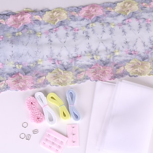 Bra Kit - Pink and Yellow Roses Embroidered Lace