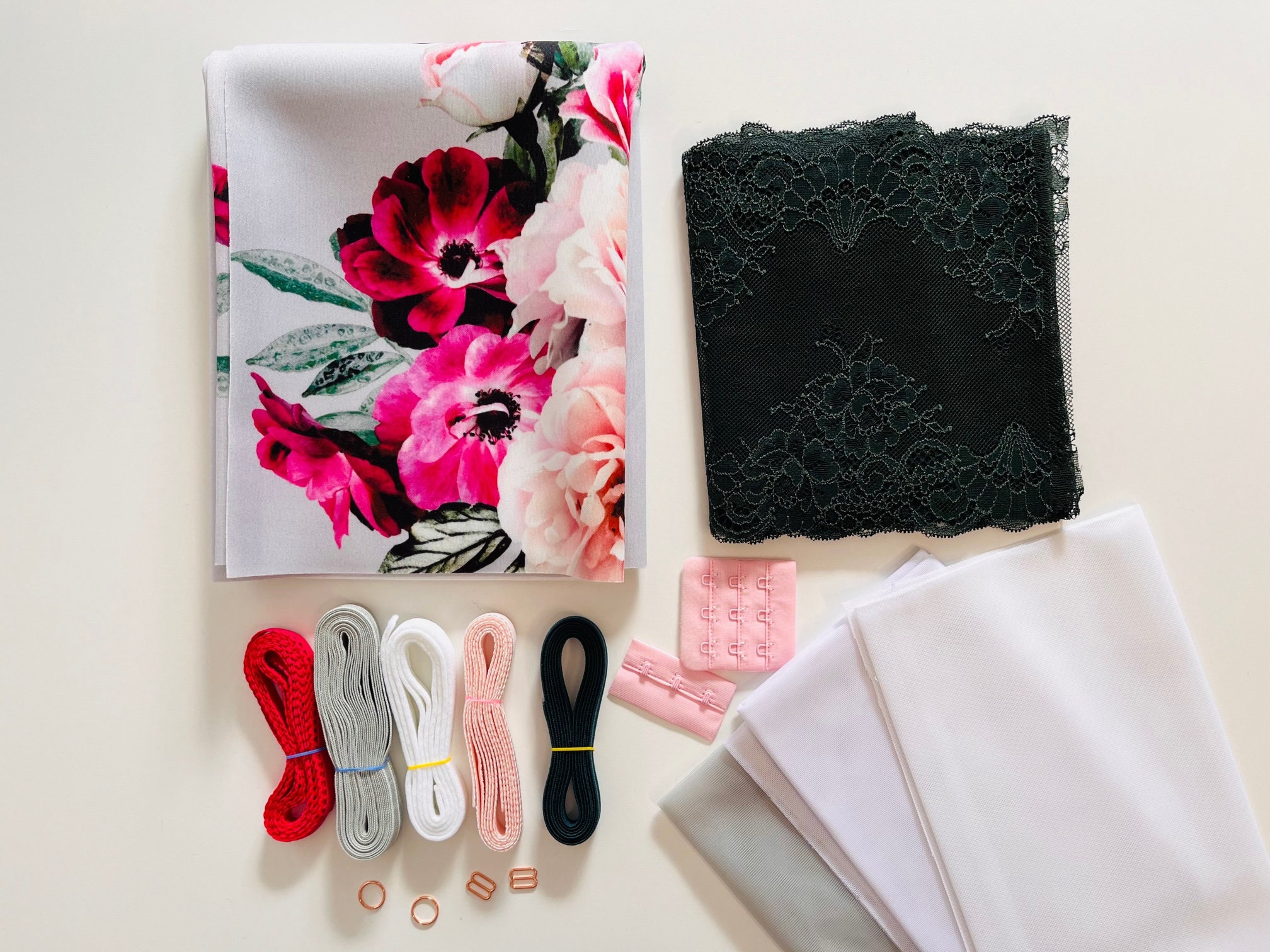 Bra Making Kit Big Floral Grey Scuba Etsy Australia