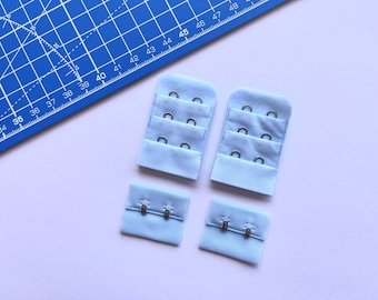 Light Blue Bra Hook & Eye 2 Rows 1.25" (3.2 cm). Bra Fastener. Bra closure. Bra making.