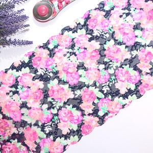 Stretch Lace - Neon Floral Stretch Lace - 1 meter