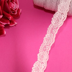 1, 3 or 5 meters 1.57" (4 cm) pale lilac stretch lace - elastic lace trim in lilac. Lingerie Elastic. Underwear Elastic. Stretch lace trim.