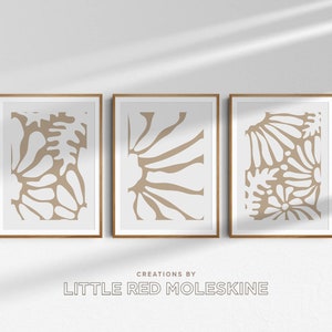 Neutral Nature Wall Art Print Set | Flowers Abstract Print | Muted Home Decor | Minimal Neutral Print | Modern Printable Art | Abstract Art