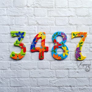 Custom Ceramic House Numbers, Floral Tile Address Numbers