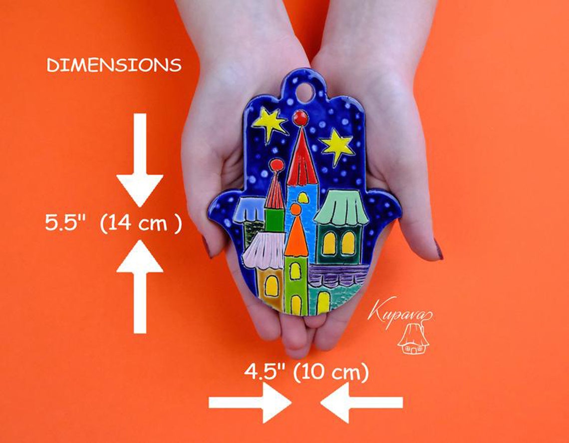 Hanukkah Unique Gift Hamsa Hand Jewish Art Hebrew Letters Etsy