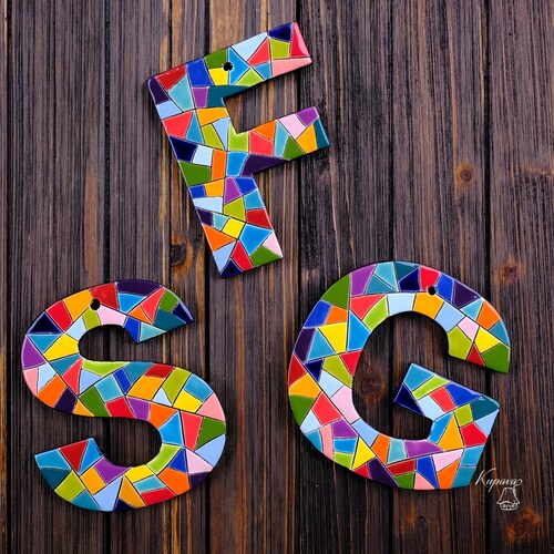 Custom Mosaic Ceramic Letters Wall Decor Ornament Etsy