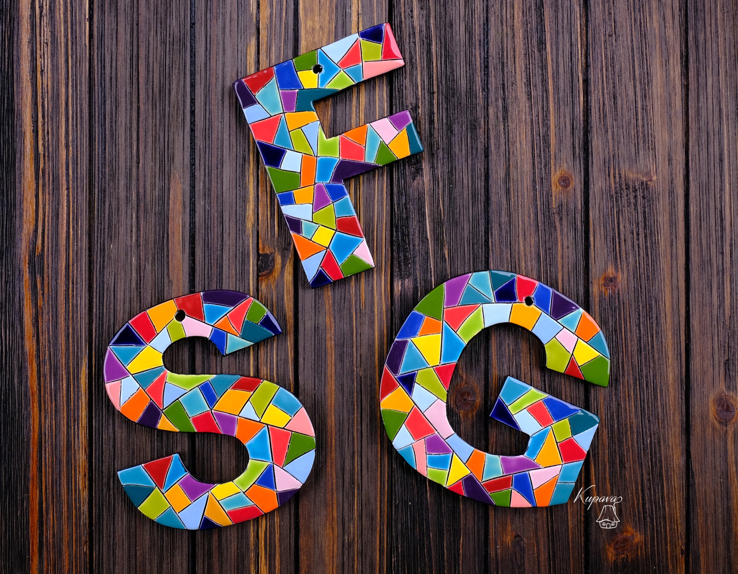 Custom mosaic ceramic letters wall decor ornament Etsy