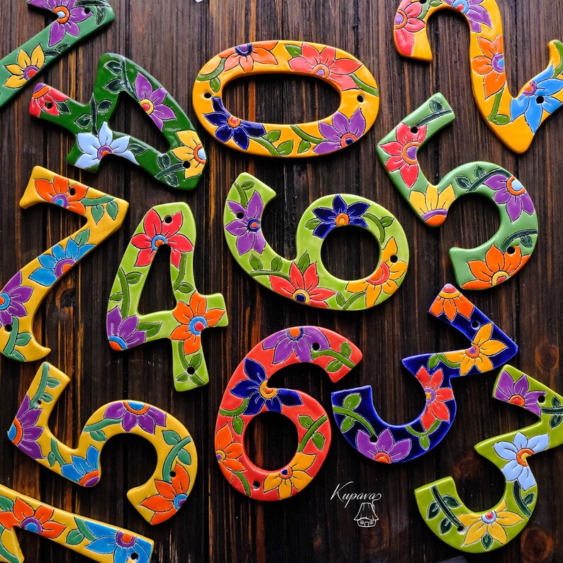 Custom Ceramic Numbers Tile Wall Decor House Address Etsy