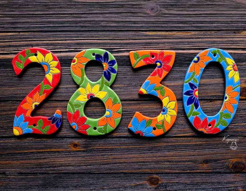 Custom Ceramic Numbers Tile Wall Decor House Address Etsy