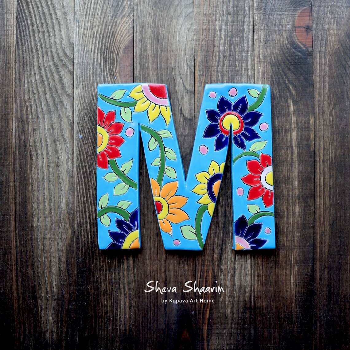 Hand Painted Ceramic Custom Name Letters With Flower Ornament Etsy