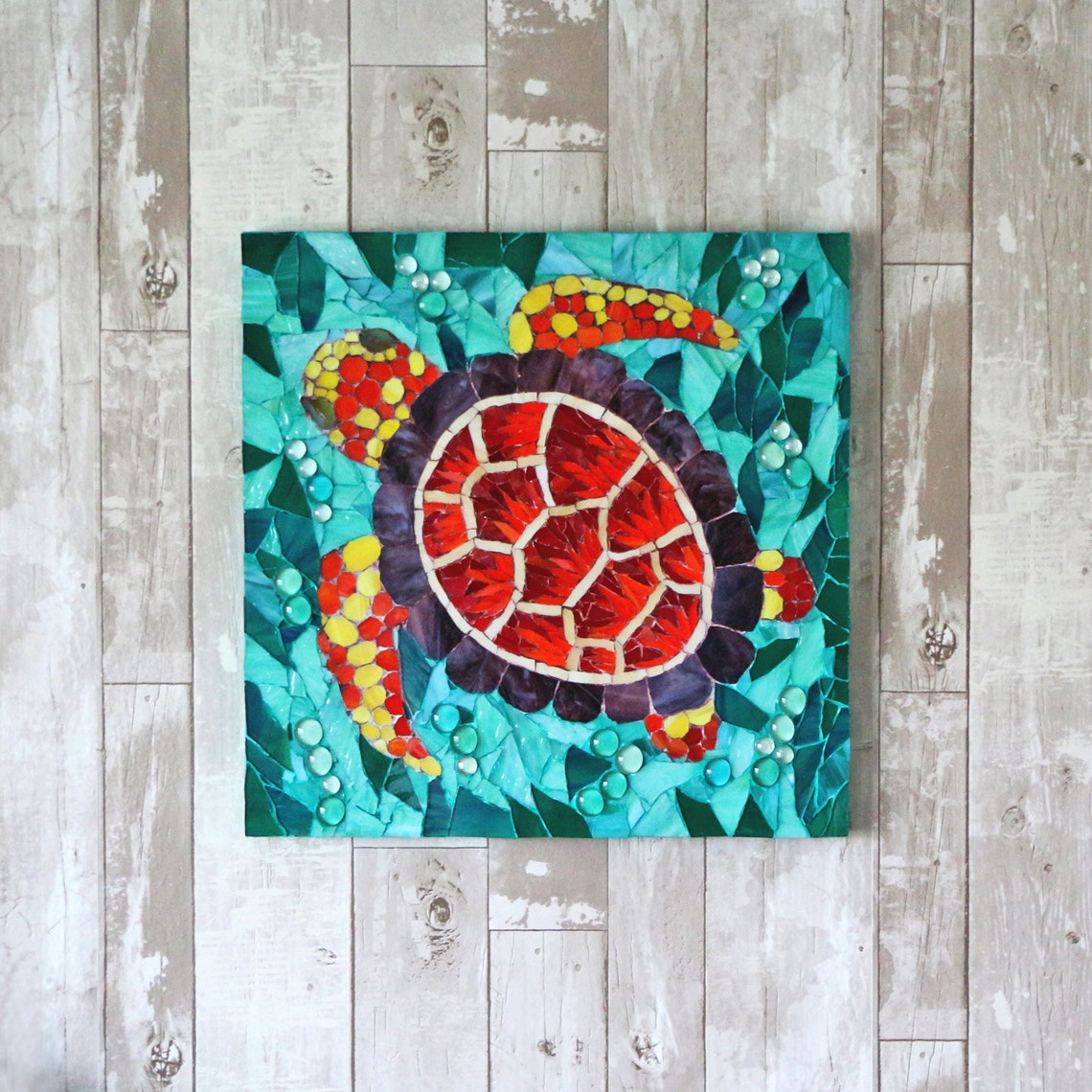 Turtle wall art stained glass mosaic Sea turtle wall decor Etsy