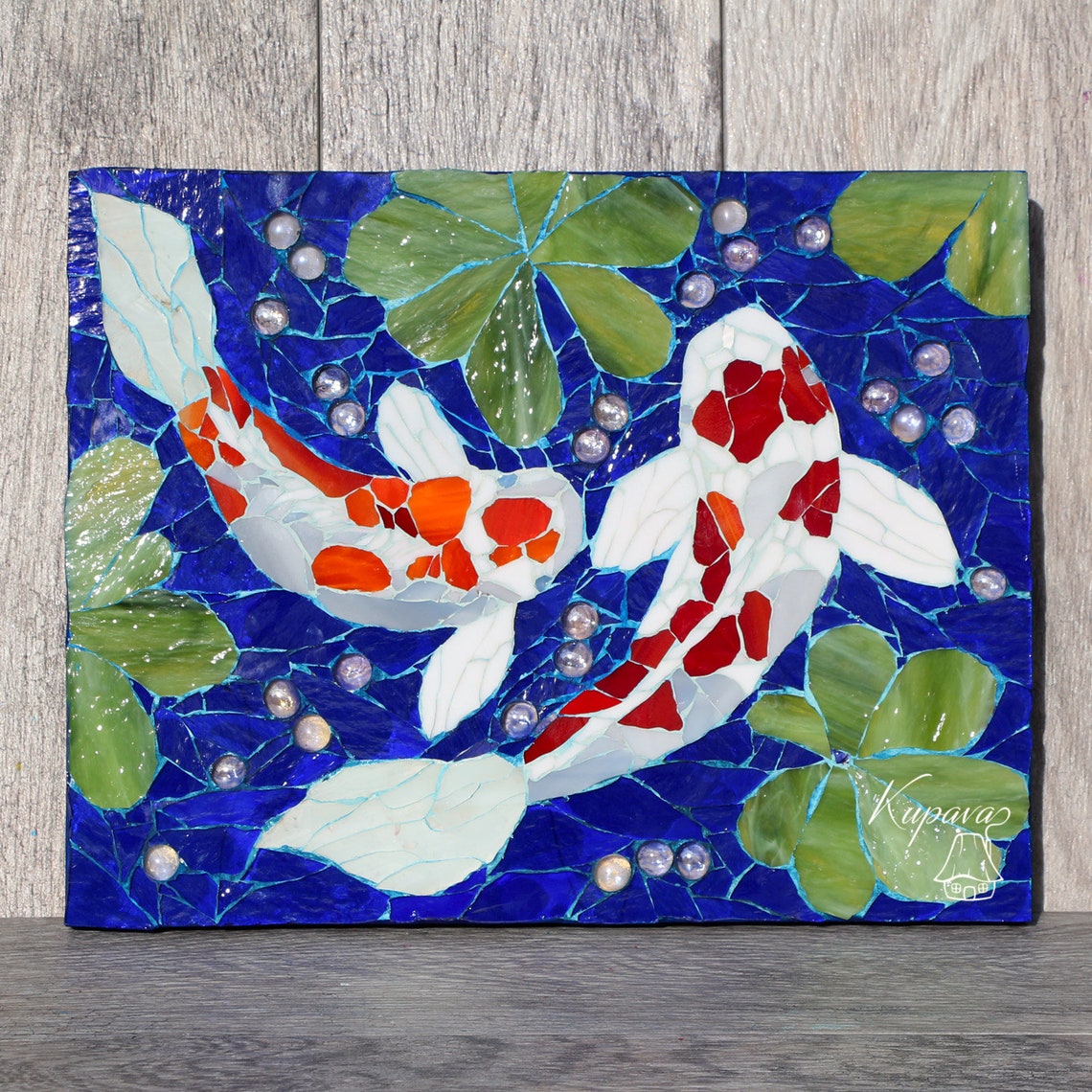 Koi Fish Art Koi Japanese Fish Wall Decor Koi Mosaic Wall Etsy