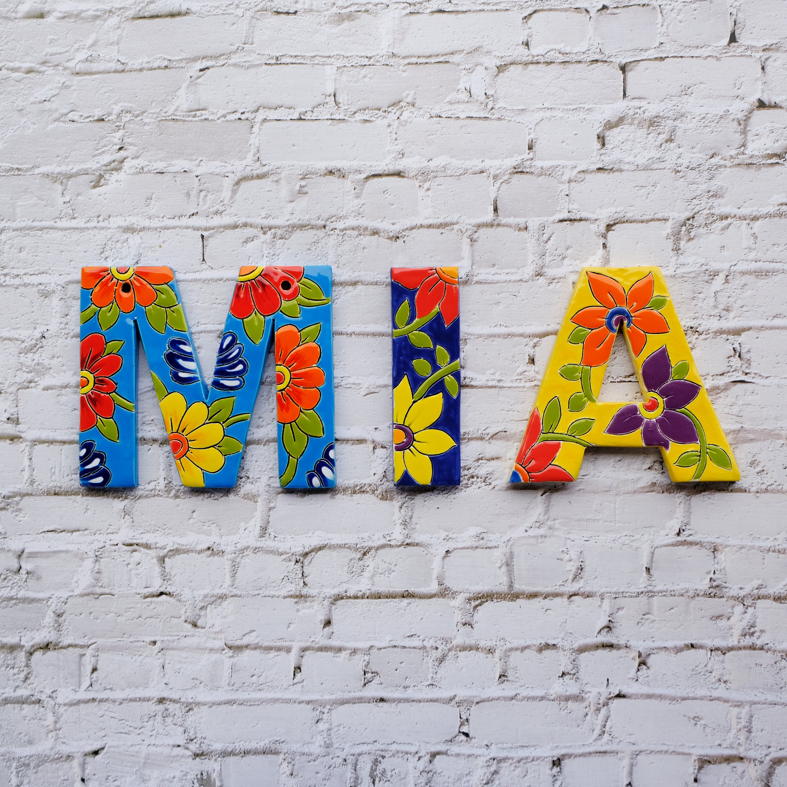 Colorful ceramic tiles letter,  custom name sign, personalized gift alphabet art,  letter wall art,  3d wall letters decor