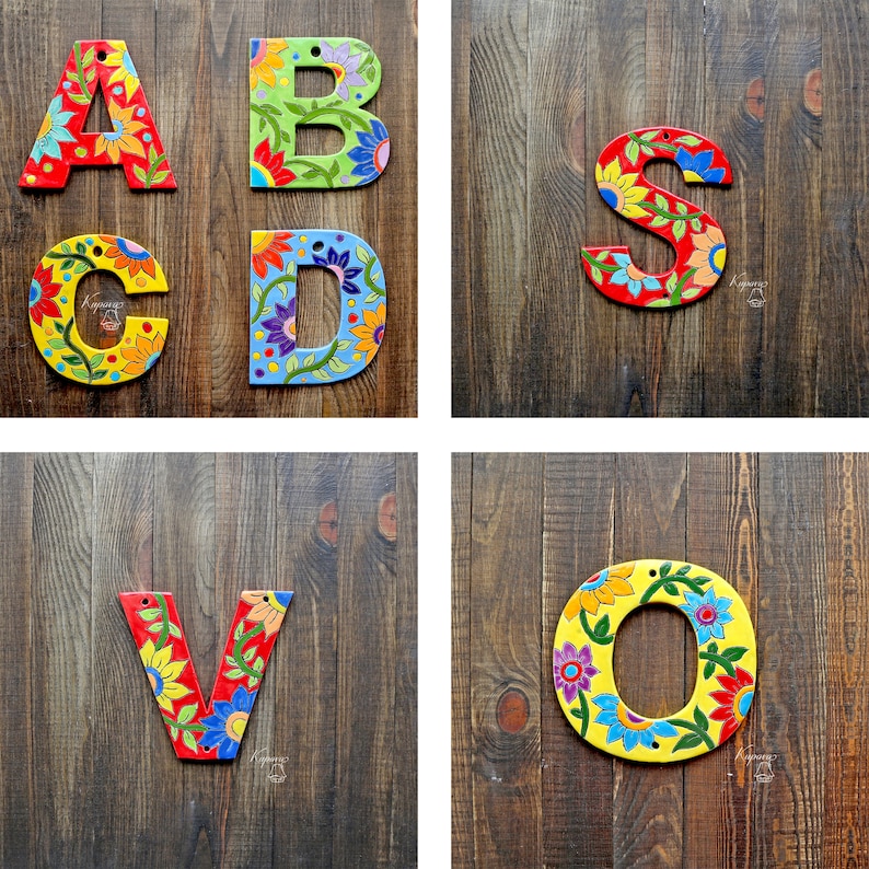 Ceramic letters custom name sign personalized gift alphabet Etsy