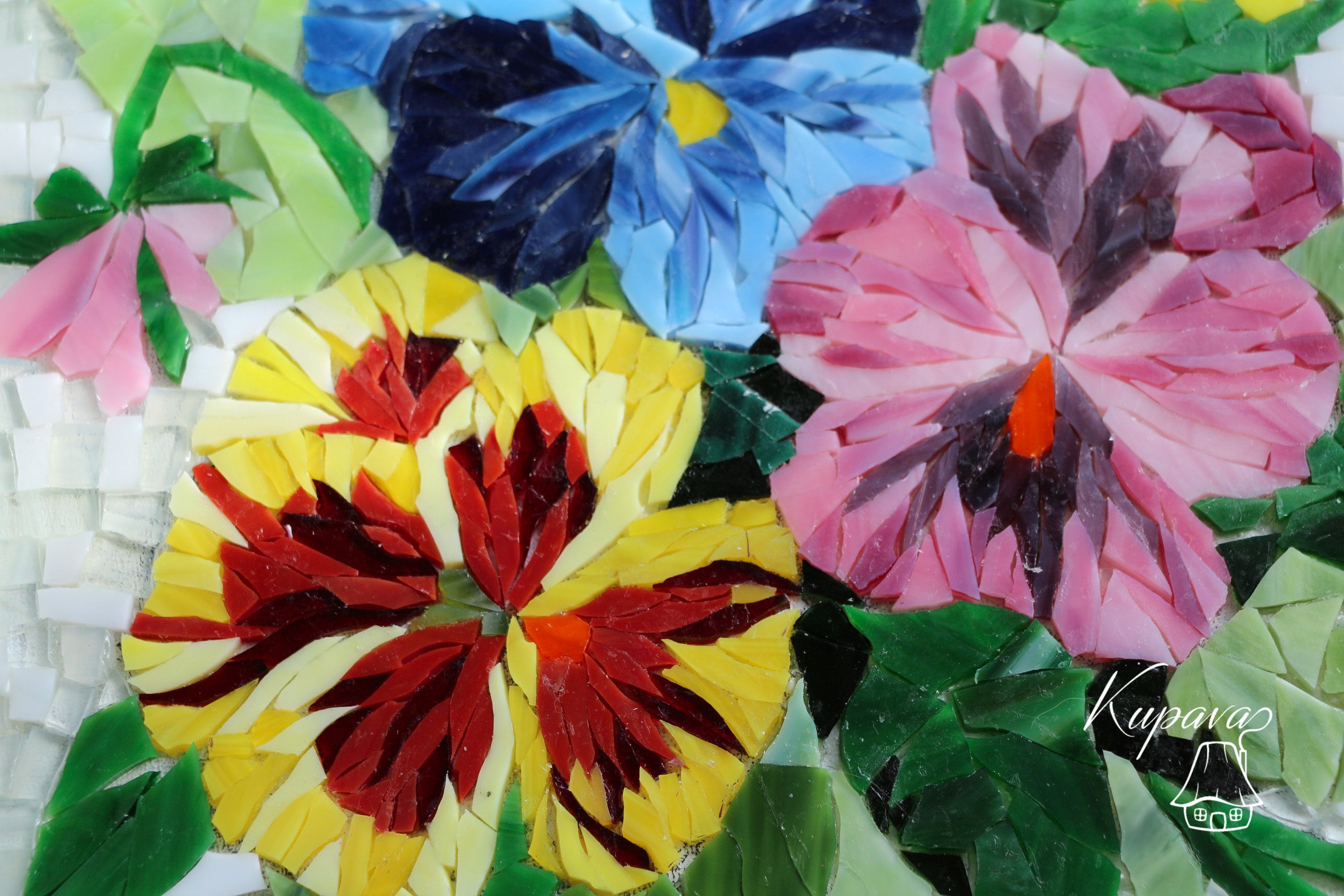 Purple Flowers Wall Art Pansies Stained Glass Mosaic Pink Etsy Canada