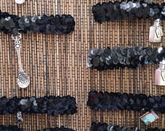 Black Sequin Chokers with Pendants