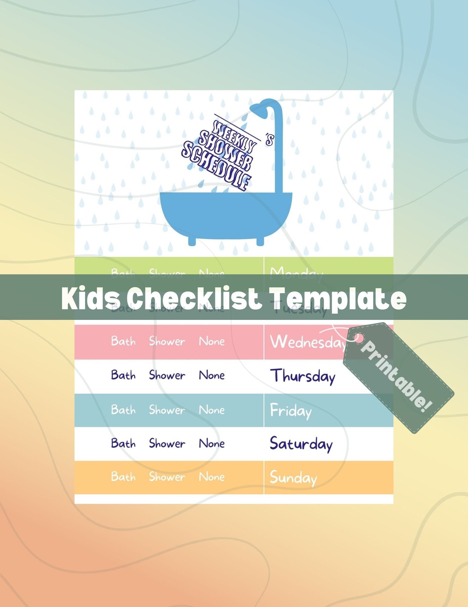 Kids Shower Schedule Template Etsy Kids Shower Schedule Template Etsy