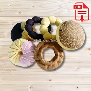Felt Donut Pattern Set II Felt Food Patterns Tutorials Preschool Role Playing Toys for Kid PDF Felt Hand Sewing Patterns (Instant Download)