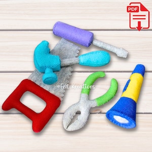 Felt Tools Pattern Set I - Hammer Saw Screwdriver Wrench Patterns Tutorials Felt Toy Pattern - PDF Sewing Patterns Ebook (Instant Download)