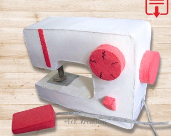 Felt Sewing Machine Pattern and Tutorial - DIY Handmade Felt Toy Gift for Preschool Kids PDF Sewing Patterns Ebook (Instant Download)