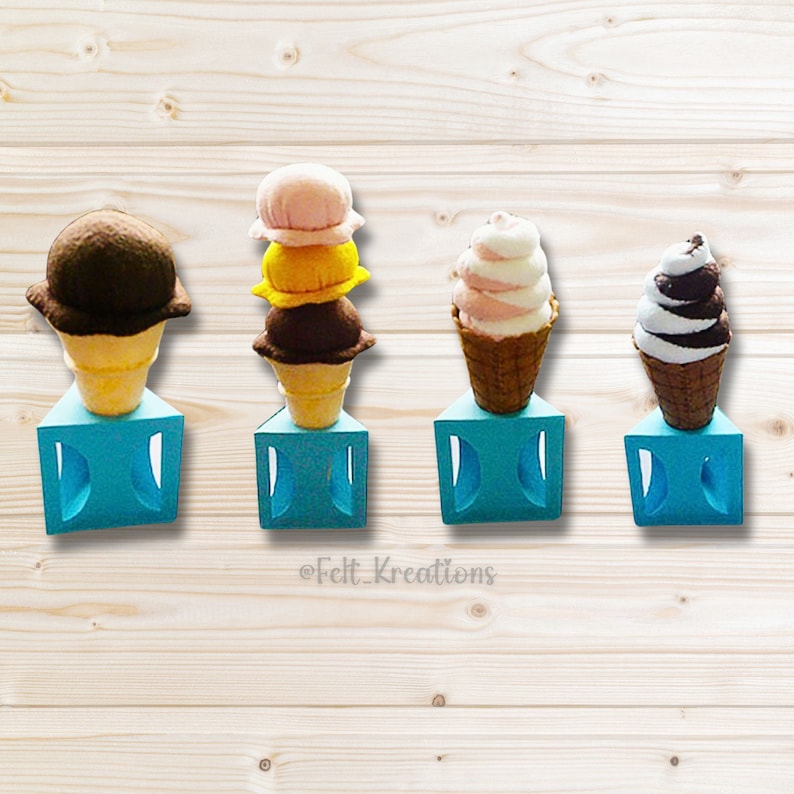 Felt Ice Cream Pattern Set Felt Tutorials - Ice Cream Cone Popsicle Soft Serve PDF Felt Sewing Pattern