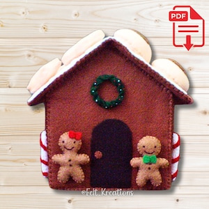 Felt Christmas Pattern Set - Felt Gingerbread House and Cookies Felt Toy Pattern and Tutorial PDF Felt Sewing Patterns (Instant Download)